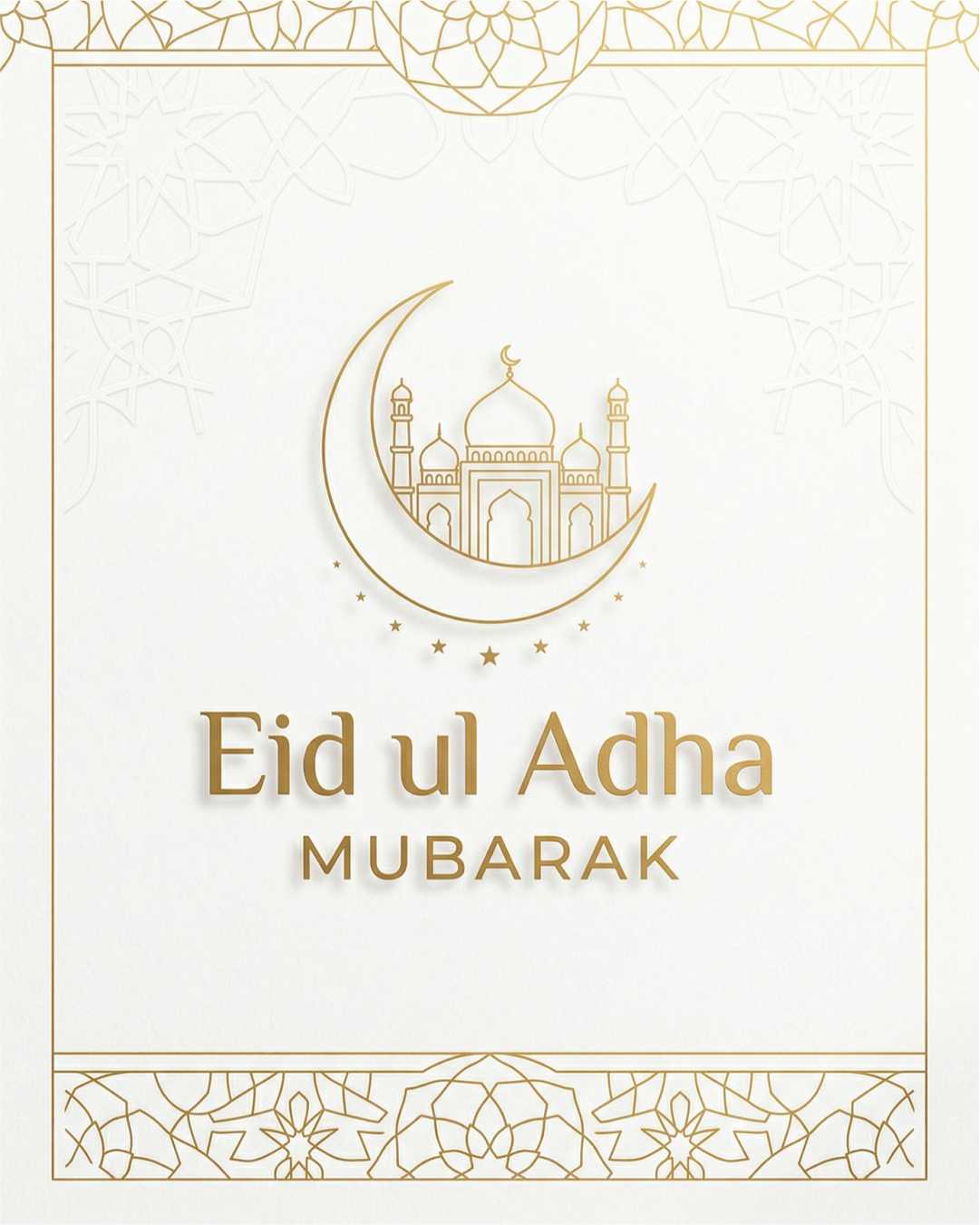 Minimal Eid ul Adha Mubarak Gold Crescent Mosque Islamic Design template