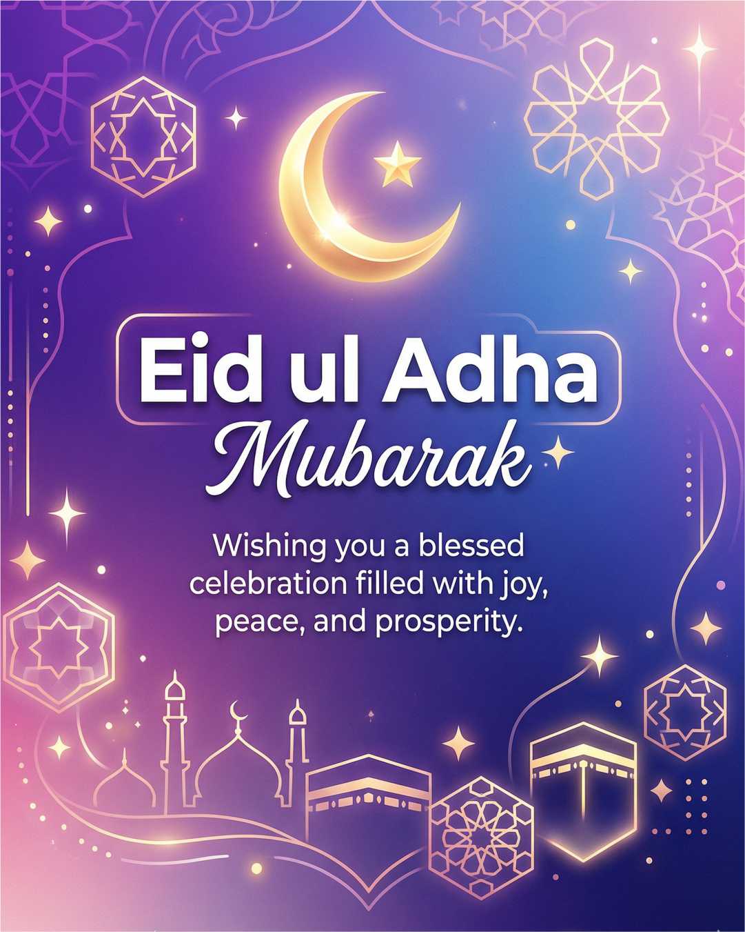 Modern Eid ul Adha Mubarak Gradient Islamic Festival Greeting Design template