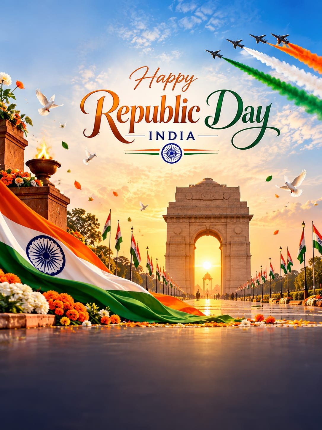 Republic Day Special Wishes Banner – Happy Republic Day India - Free Editable General Social Media Template