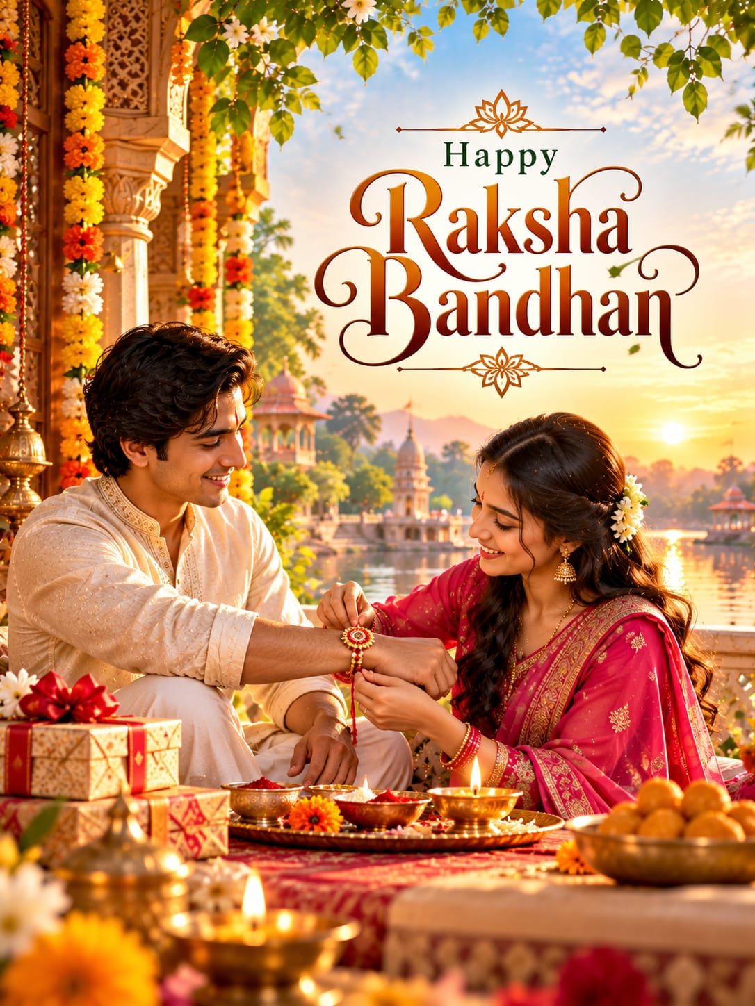 Raksha Bandhan Special Wishes Banner – Happy Raksha Bandhan - Free Editable General Social Media Template