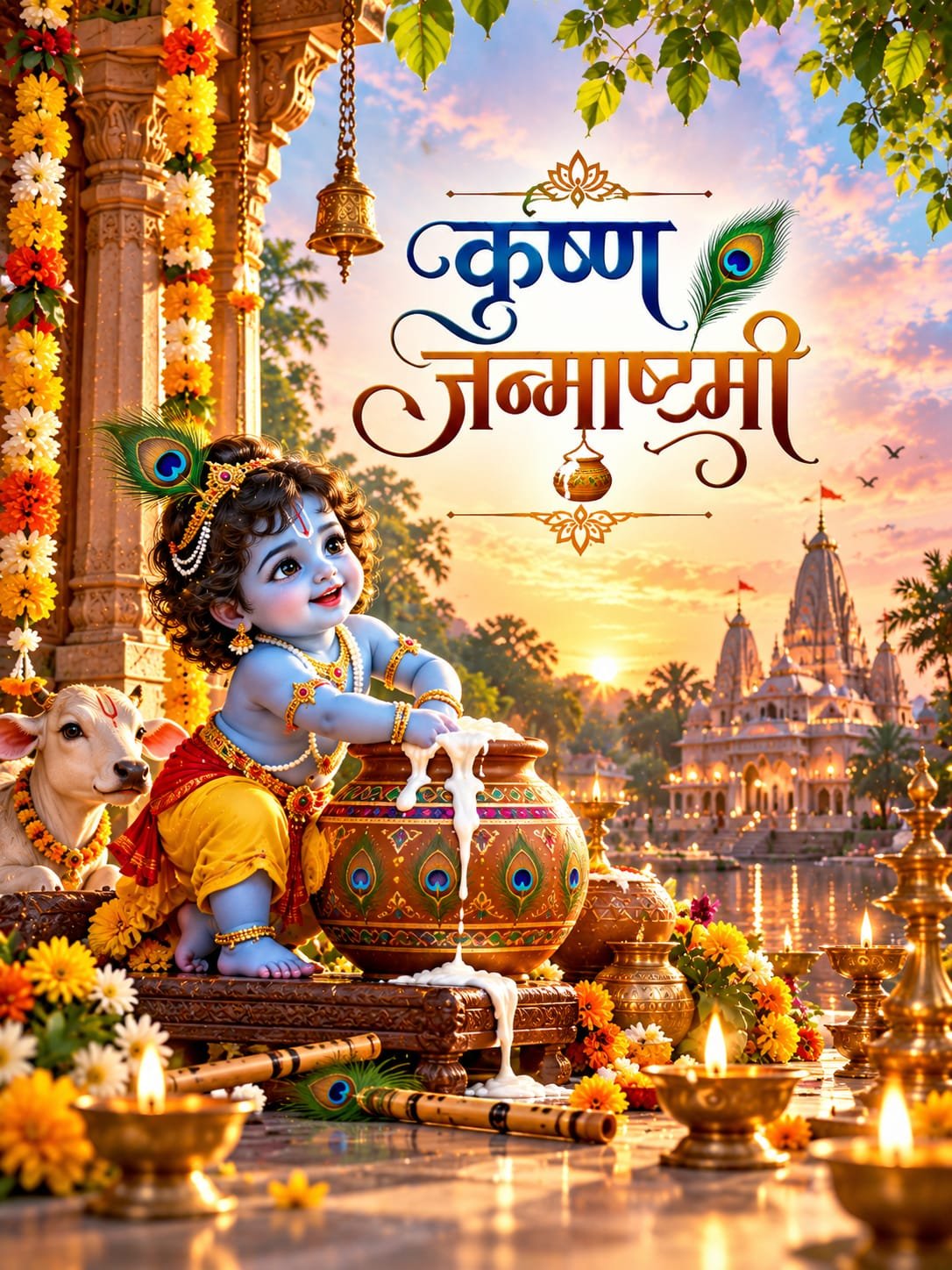 Krishna Janmashtami Special Wishes Banner – Shubh Krishna Janmashtami