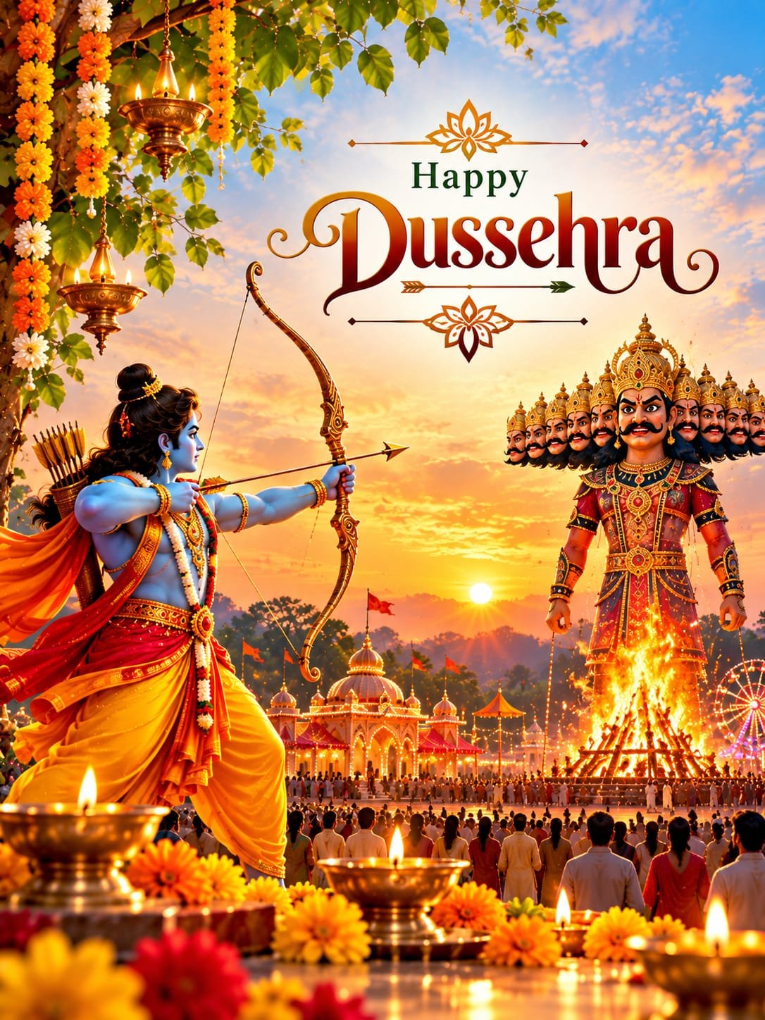 Dussehra Special Wishes Banner – Happy Dussehra - Free Editable General Social Media Template