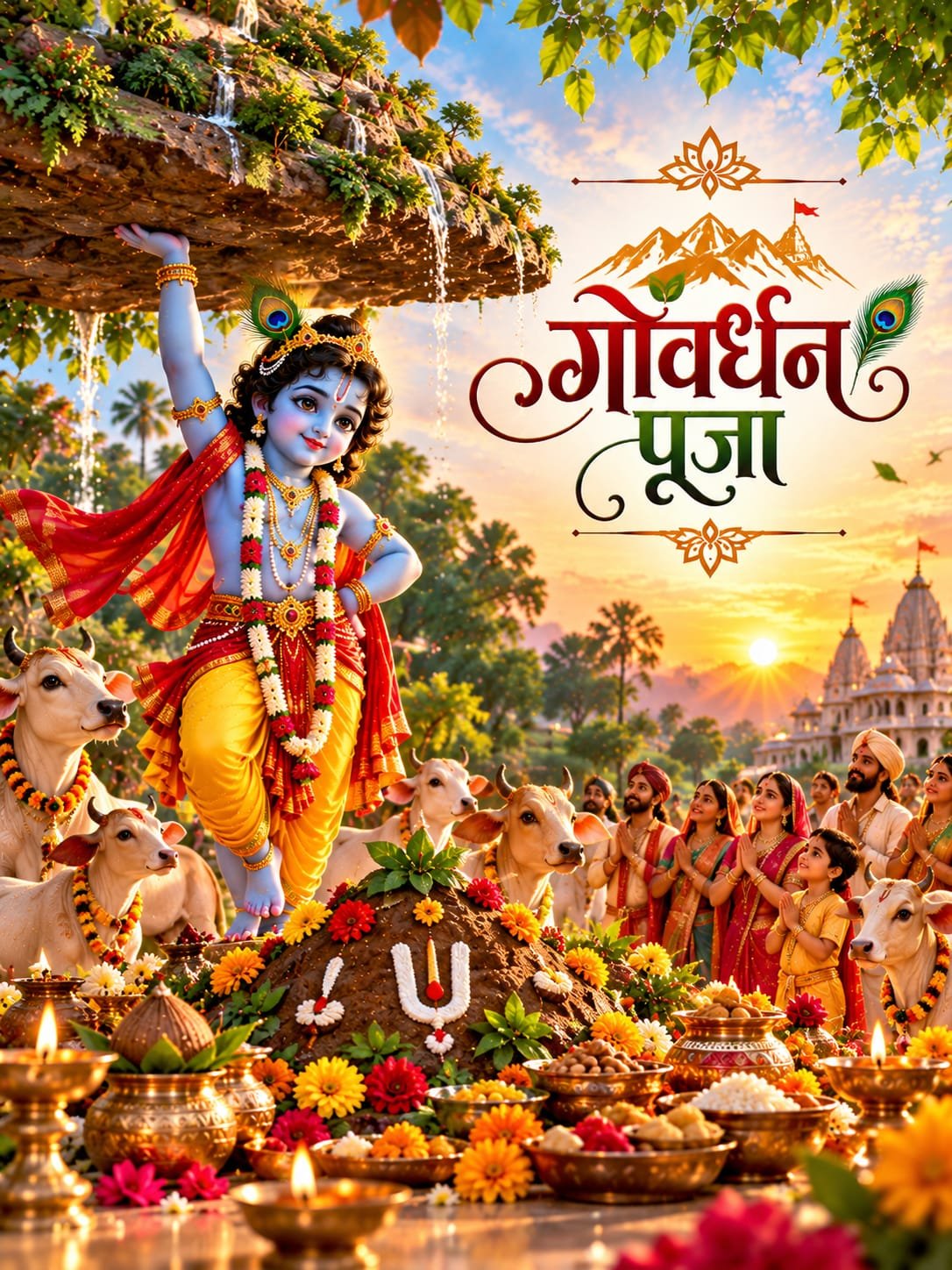 Govardhan Puja Special Wishes Banner – Shubh Govardhan Puja - Free Editable General Social Media Template