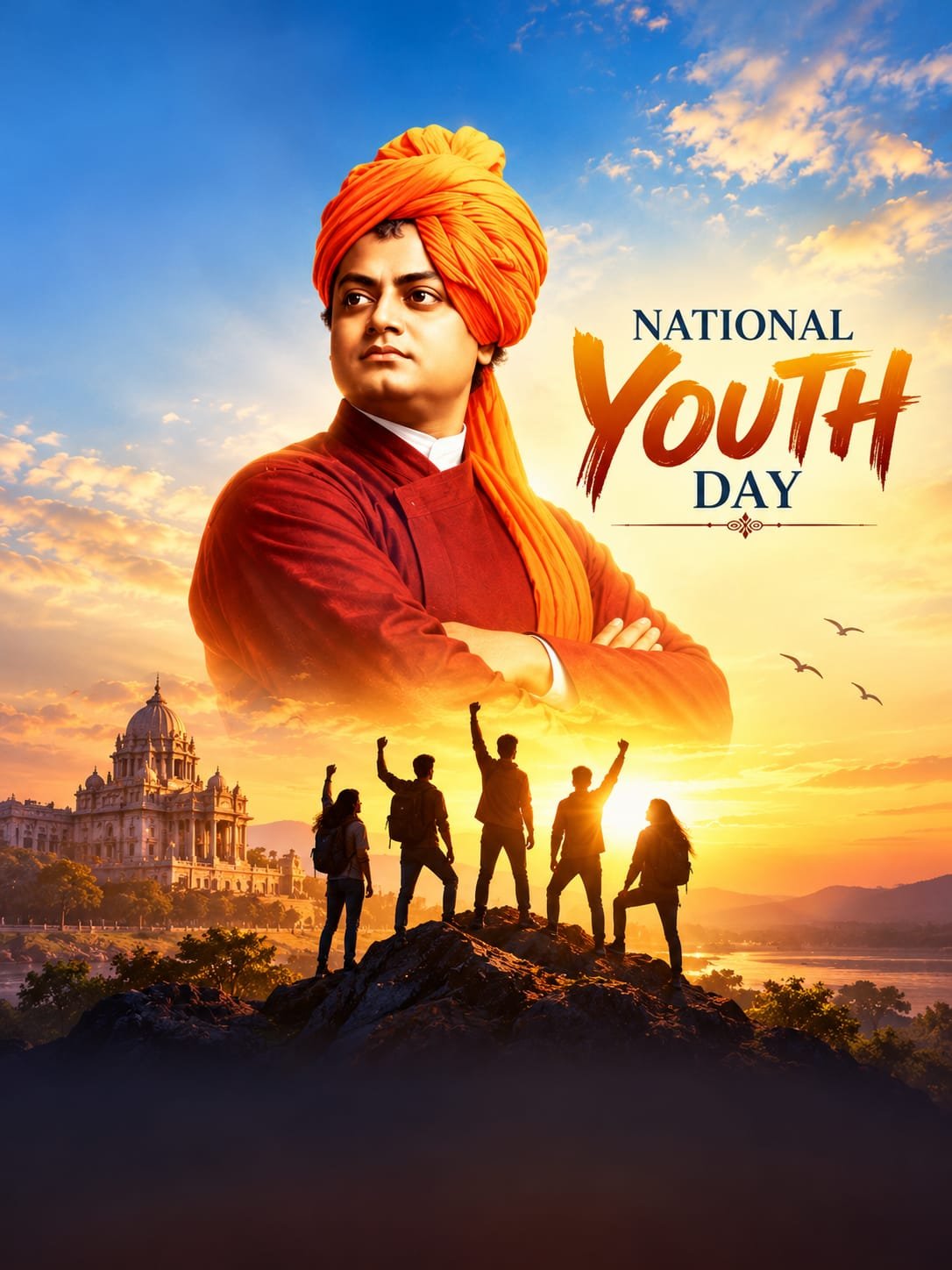 National Youth Day Special Wishes Banner – Swami Vivekananda
