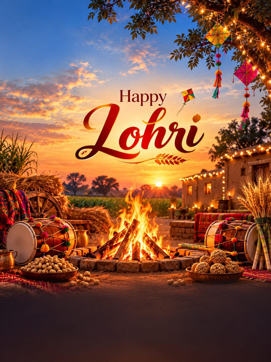 Happy Lohri Festival Wishes Banner