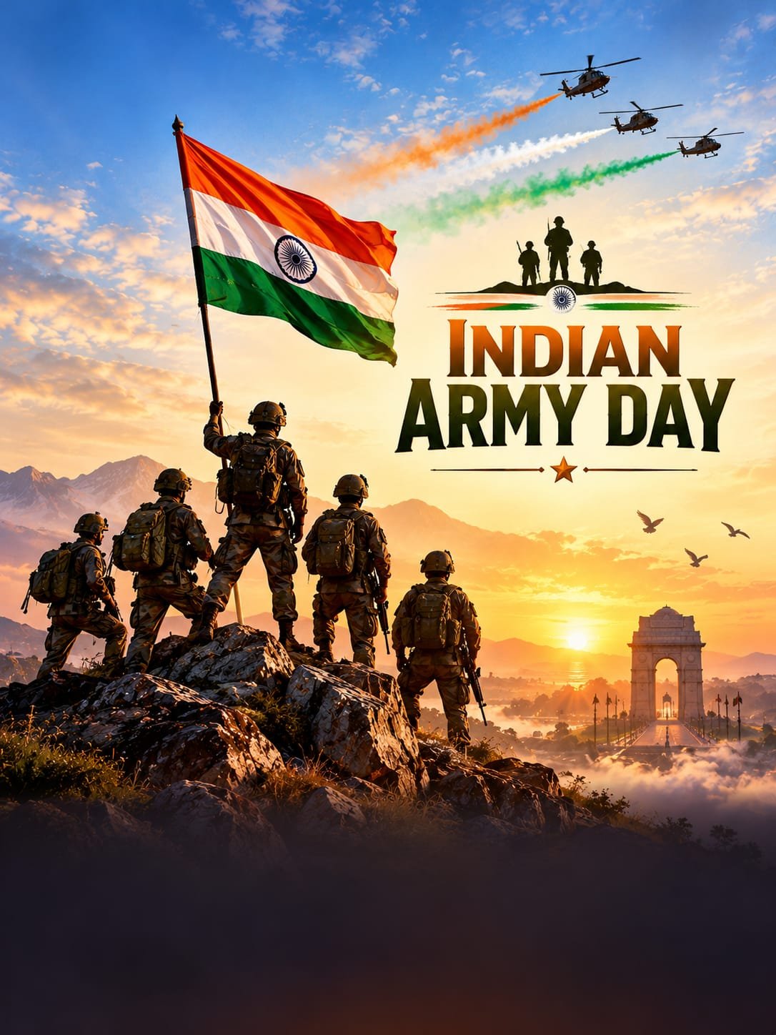 Indian Army Day Patriotic Greeting Banner
