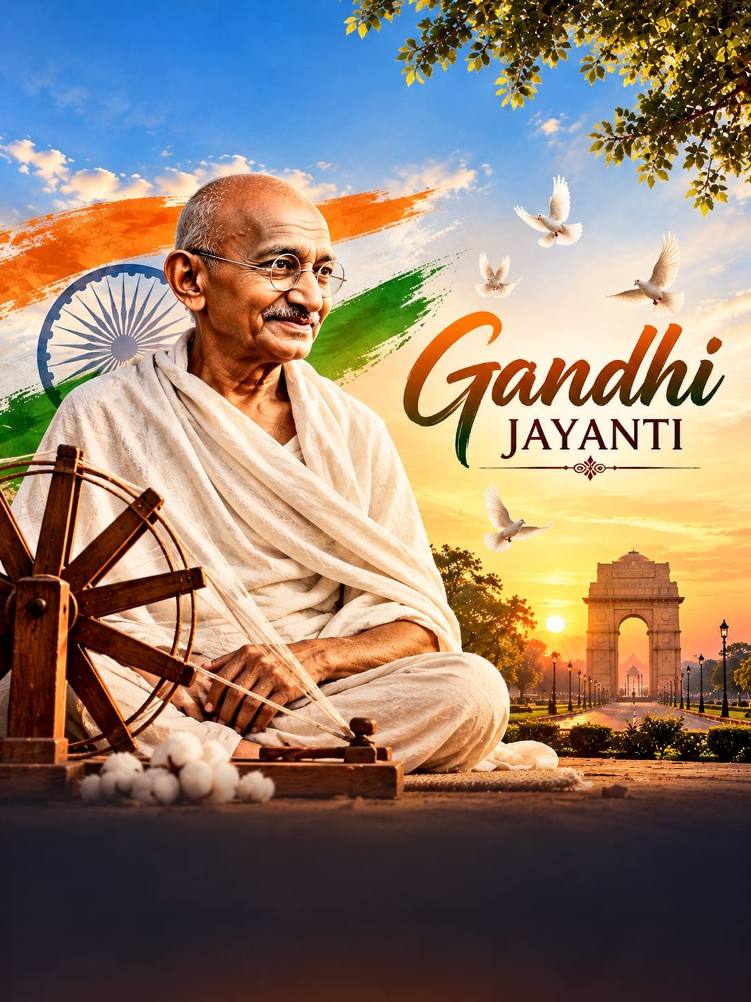Gandhi Jayanti Patriotic Greeting Banner